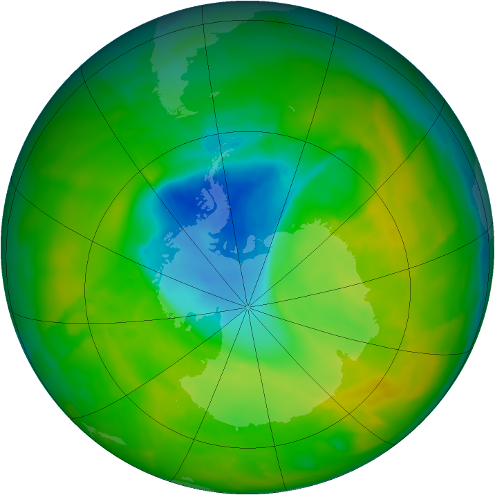 Antarctic ozone map for 13 November 2012